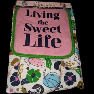 Living the Sweet Life Kitchen Apron Set - 5/$20